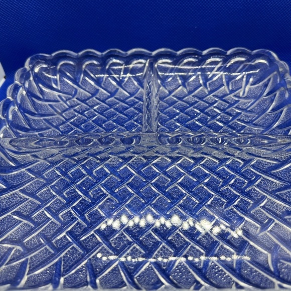 Vintage Clear Glass Divided Serving Dish 3 compartments - Picture 5 of 5